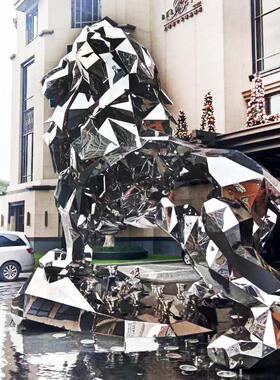 不锈钢雕塑定制金属大型动物马摆件金色凤凰镜面鹿户外园林景观