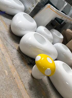 玻璃钢休闲椅创意水滴造型花盆座椅椭圆形鹅卵石花池公共区休息椅