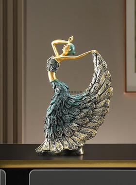 新中式公室摆办档件孔雀工艺品老板领导高设书ltao8374柜摆博古架