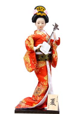 日本艺妓人偶人形手工绢人和服娃娃木偶工艺品日料店家居装饰摆件