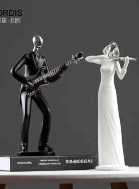 北欧现代黑白音乐人物创意摆件办公室客厅书房家居装饰工艺礼品摆