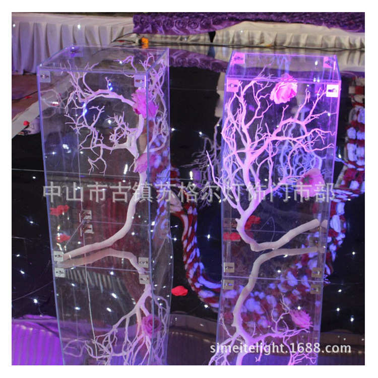 新款婚庆方筒透明水晶花柱路f引四方路引婚庆道具三件套亚克力T台 - 图1