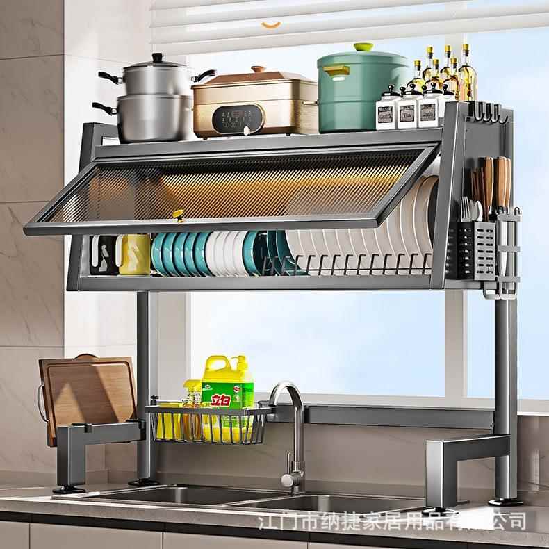 厨房水槽置物架台面碗盘收纳置物带柜门多功能洗碗架碗碟架沥水架 - 图3