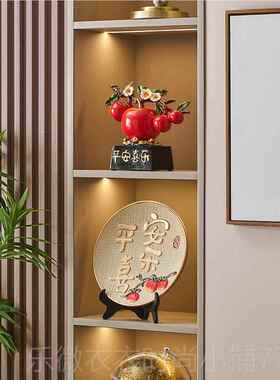 新款平安喜乐摆件酒柜礼电视饰柜玄关厅装品陶瓷盘子暖居客乔迁新