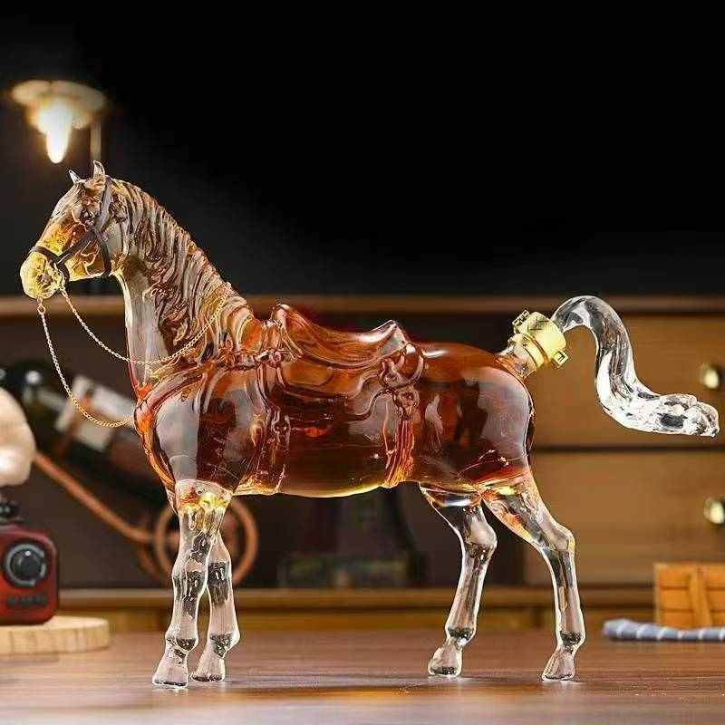 New zodiac horse glass bubble wine bottle high borosilicate craft wine bottle sealed divided wine bottle horse shape empty wine bottle