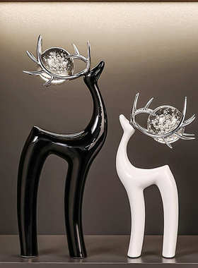 摆件小鹿轻奢高档高级感客厅酒柜电视柜家居装饰品现代艺术工艺品