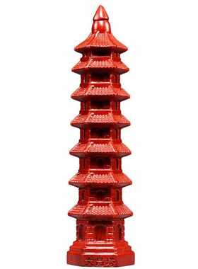 红色七层文昌塔摆件实木质雕刻9层文昌塔红木家居玄关装饰工艺品