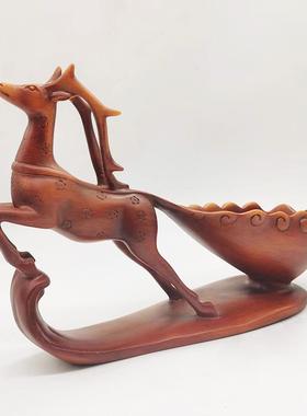 中式麋鹿雪橇红酒托仿真动物树脂工艺品客厅书房装饰摆件创意