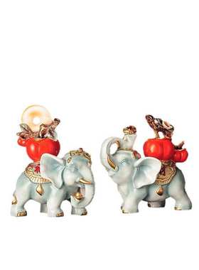 大象一对摆件创意家居客厅玄关事事如意酒柜电视柜装饰品轻奢高档