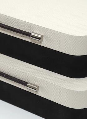 极简法式现代皮革把手盒轻奢样板间卫生间收纳盒气质组合摆件