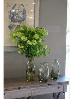 碧轩新品现代简约开口淡绿色不规则玻璃花瓶客厅装饰摆件