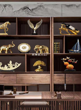 新中式老板办公室大气摆件商务轻奢书柜装饰品工艺品