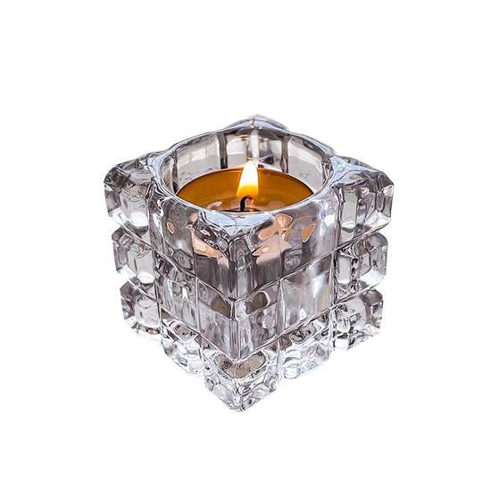 Ins transparent crystal glass ice candlestick European retro table decorations romantic candlelight dinner decoration arrangement
