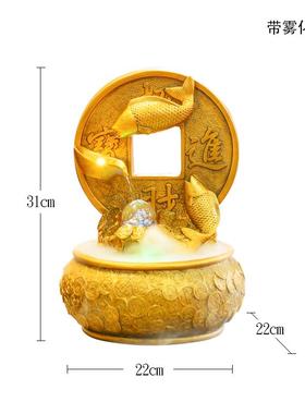 高档树店铺开室礼品金色摇钱办公桌业面八方来财聚宝盆流水装饰小