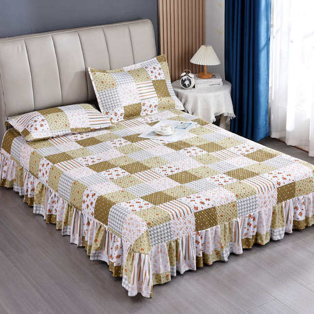2025 new princess style bed skirt single piece bed cover dustproof four season bed cover with skirt edge cotton bed skirt sheet