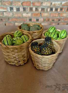 场景模型仿真微缩水果迷你小西瓜草莓荔枝哈密瓜菠萝芒果装饰摆件