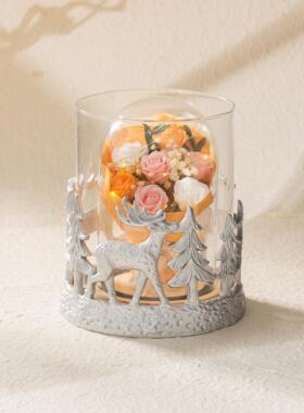 永生玫瑰花玻璃罩保鲜花夜灯香薰烛桌摆件车摆件生日礼物送女朋友