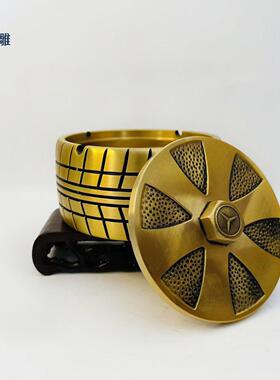 黄铜轮胎烟灰缸办公室家用烟灰缸创意工艺品带盖个性轮胎烟灰缸