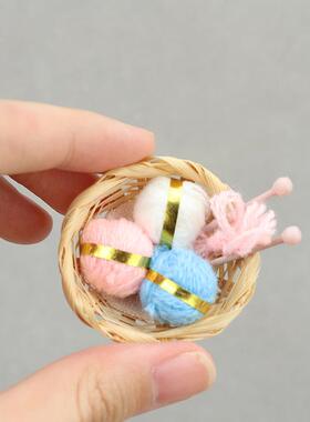 1:12娃娃屋dollhouse微缩家具食玩场景摆件针线盒毛线篮组合套装