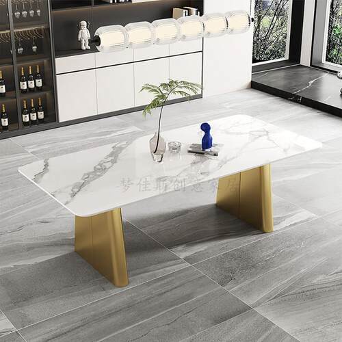 轻奢餐桌腿支架奢石桌腿底座大理石不锈钢餐桌脚岩板茶桌长桌脚架 - 图2