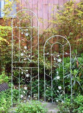 新品铁艺爬藤架子复古做旧花支架庭院植物玫瑰月季铁线莲爬藤花架