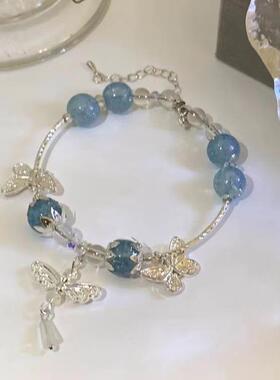 新款小众森系清冷感渐变爆花琉璃串珠手链潮百搭简约轻奢手饰送礼
