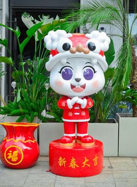 玻璃钢户外兔子摆件美陈商场活动装饰景区售楼部游乐园卡通雕塑