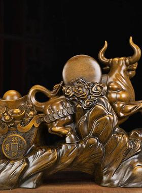 新款招财生肖牛摆中公式送领导礼物桌老板办公室装饰店铺司开业件