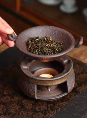 粗陶家居桌面香薰炉复古壁炉家用烤茶器复古蜡烛温茶瓦片香粉精油