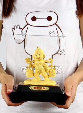绒沙金猴摆件十二生肖猴年吉祥物书房博古架办公室招财工艺礼品摆