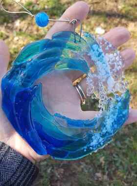 外贸海浪挂件树工艺佩品 天蓝脂色海浪天装饰挂件 戴美YS-010观挂