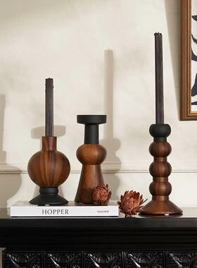 法式中古风壁炉装饰大计摆件石材理石9630-8复古烛台面软装搭配设