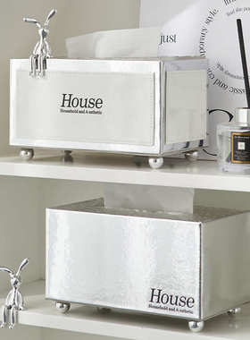 轻奢家居装饰纸巾盒客厅餐桌家用抽纸盒塑料餐巾纸收纳盒装饰摆件