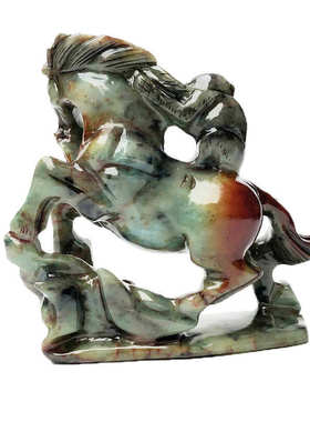 钰程本命年玉器 18厘米岫玉石吉祥摆件马上封侯马上赢马到成功