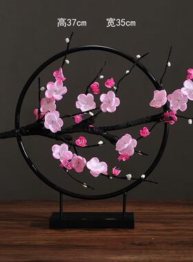 正品装中式铁装艺梅花摆件家居饰品意创鸟玄关电视柜办公室软禅意