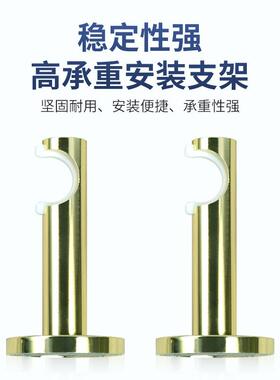 高级轻奢窗帘配件窗帘轨道单杆侧顶装罗马杆仿金色静音窗帘杆
