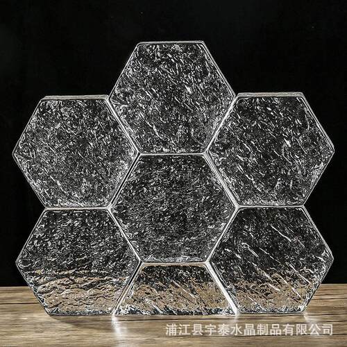 水晶六角砖透明玻璃砖隔断背景墙方块砖冰晶云雾纹景观园林艺术砖 - 图2