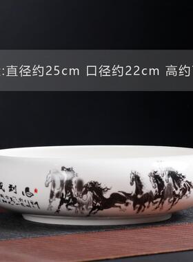 大号水仙花盆陶瓷无孔一叶莲盆碗莲哥窑圆形水培铜钱草水养植王之