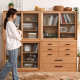 Full solid wood chest of cabinets simple modern wall storage cabinet beech wood Japanese style drawer cabinet TV cabinet end bed storage cabinet