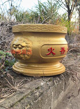 香炉寺庙复古大型铸铁香炉圆形生铁祠堂室外案桌供奉大号招财