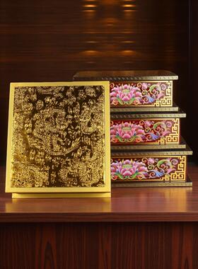 珐瑯彩加高底座观音佛像莲花台方形底座供奉台关公垫高财神爷神垫