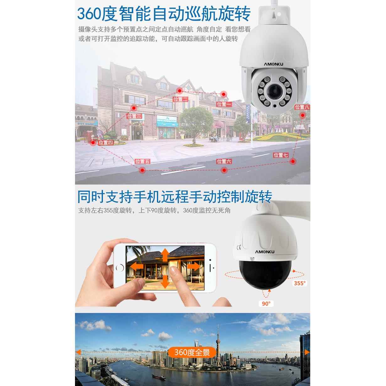 无线wifi摄像头360度球机自动转监控器跟踪高清夜视室外太阳能4G - 图2