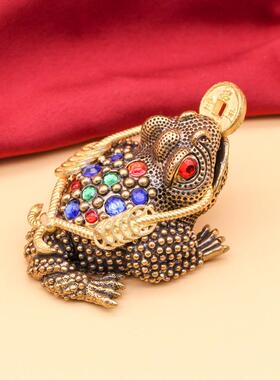 三足金蟾复古黄铜把玩件庭院茶宠办公桌面摆件镇纸工艺品创意礼品