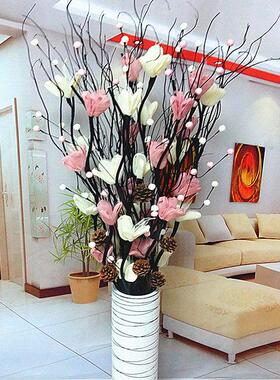 插花云柳干枝自然枝装饰客厅落地入口隔断窗干枝装饰花干花