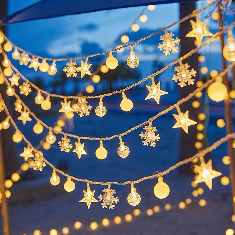 LED彩灯灯串摆摊星星圆球灯INS露营天幕灯光气氛灯户外夜市装饰灯 - 图2