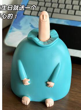 李子熟了蓝胖中指摆件女生送礼物男生朋友同事搞笑沙雕好玩的东西