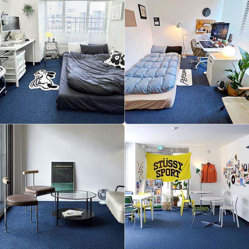 Ins style blue carpet commercial office desk large area studio photography living room bedroom floor mat