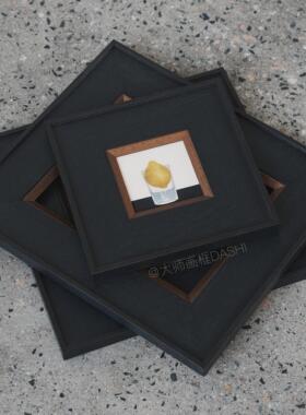 实木黑色画框相框挂墙空框定制装裱中古复古拼图照片证书营业执照