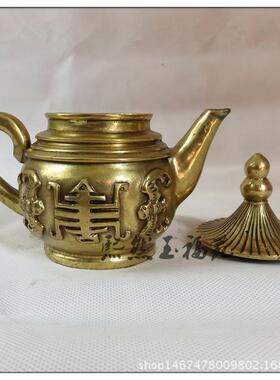 纯铜蝙蝠壶摆件风水福寿双全铜器水壶仿古壶家居装饰工艺品摆件