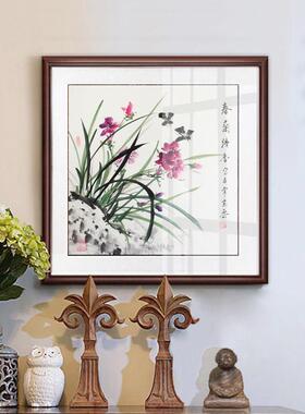 手绘国画兰花装饰画客厅沙发卧室壁画餐厅电表箱牡丹花鸟玄关挂画